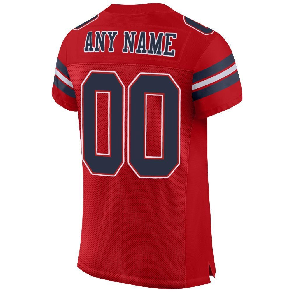 Custom Red Navy-White Mesh Authentic Football Jersey photo 3