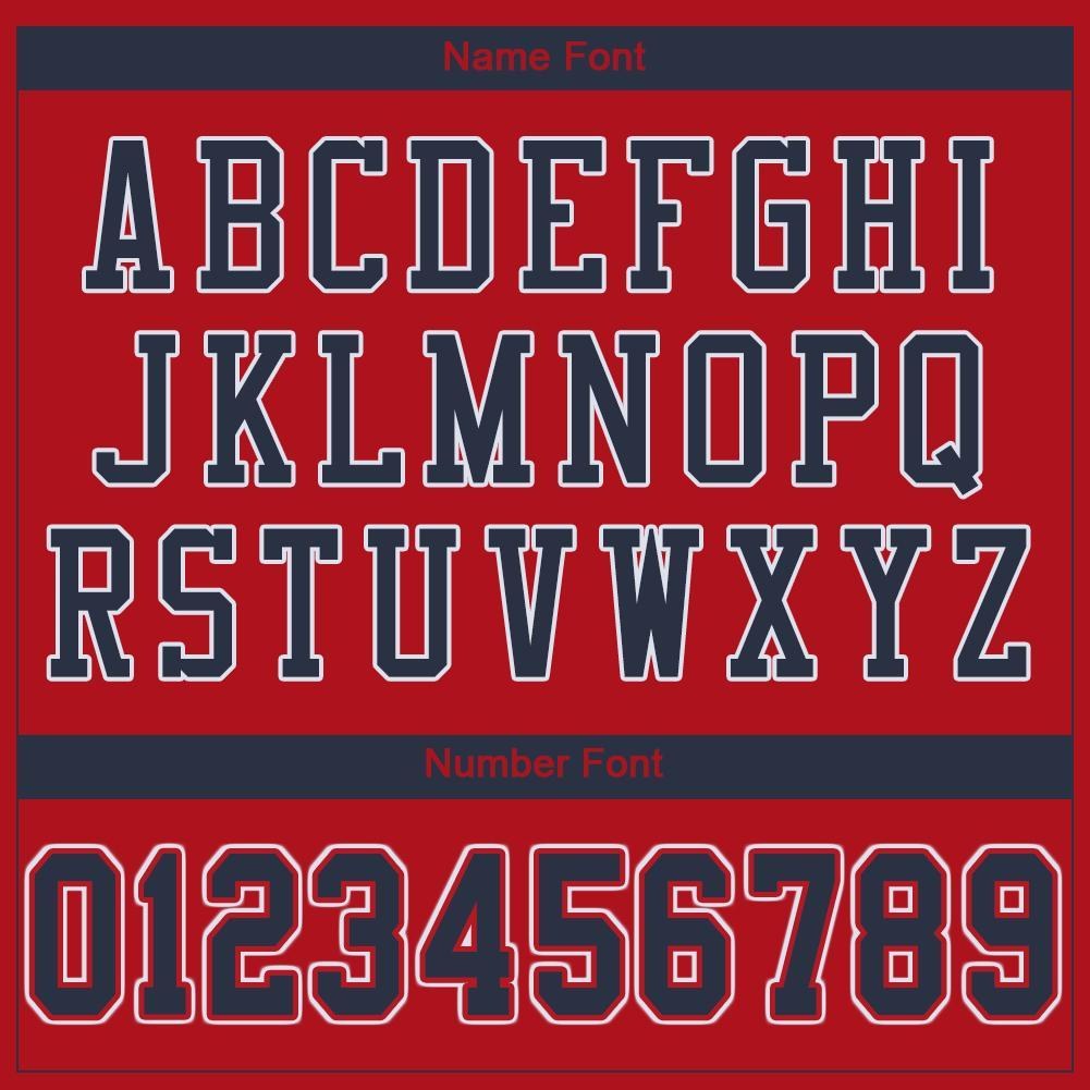 Custom Red Navy-White Mesh Authentic Football Jersey photo 4