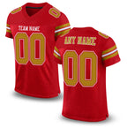 Custom Red Old Gold-White Mesh Authentic Football Jersey