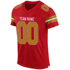 Custom Red Old Gold-White Mesh Authentic Football Jersey photo 2
