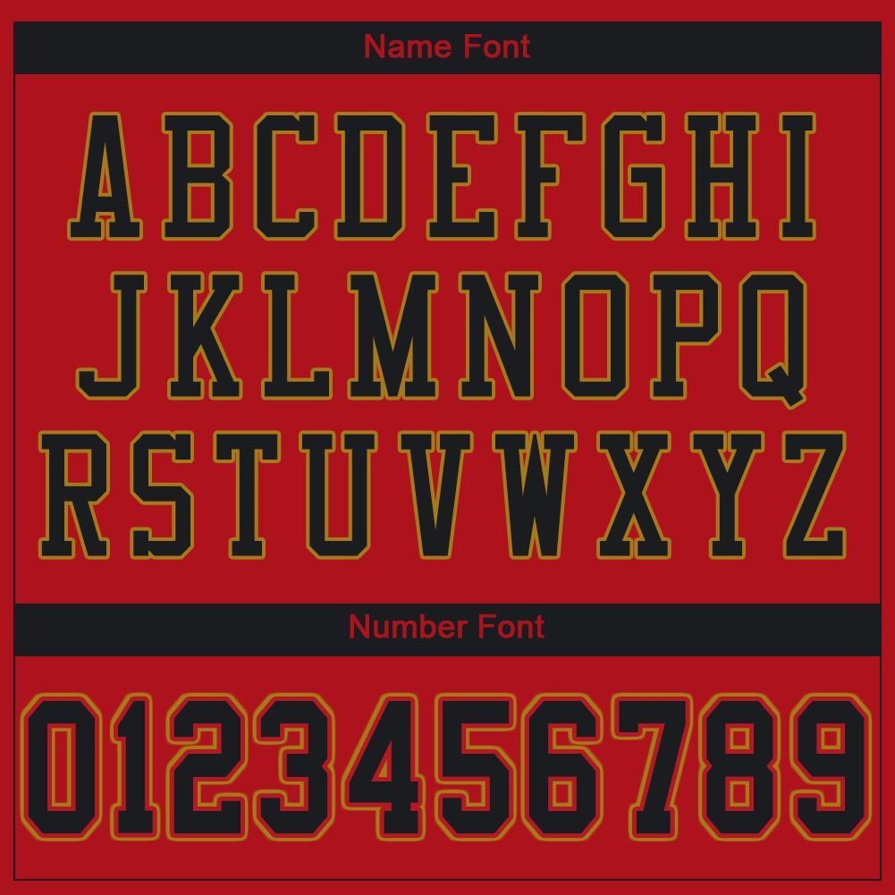 Custom Red Black-Old Gold Mesh Authentic Football Jersey photo 4
