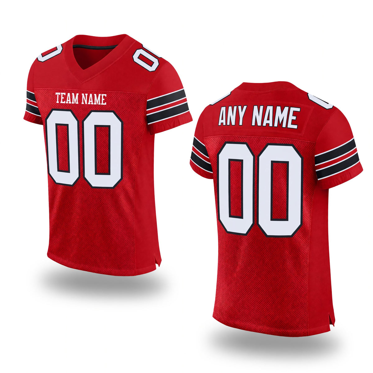 Custom Red White-Black Mesh Authentic Football Jersey