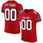 Custom Red White-Black Mesh Authentic Football Jersey photo 1