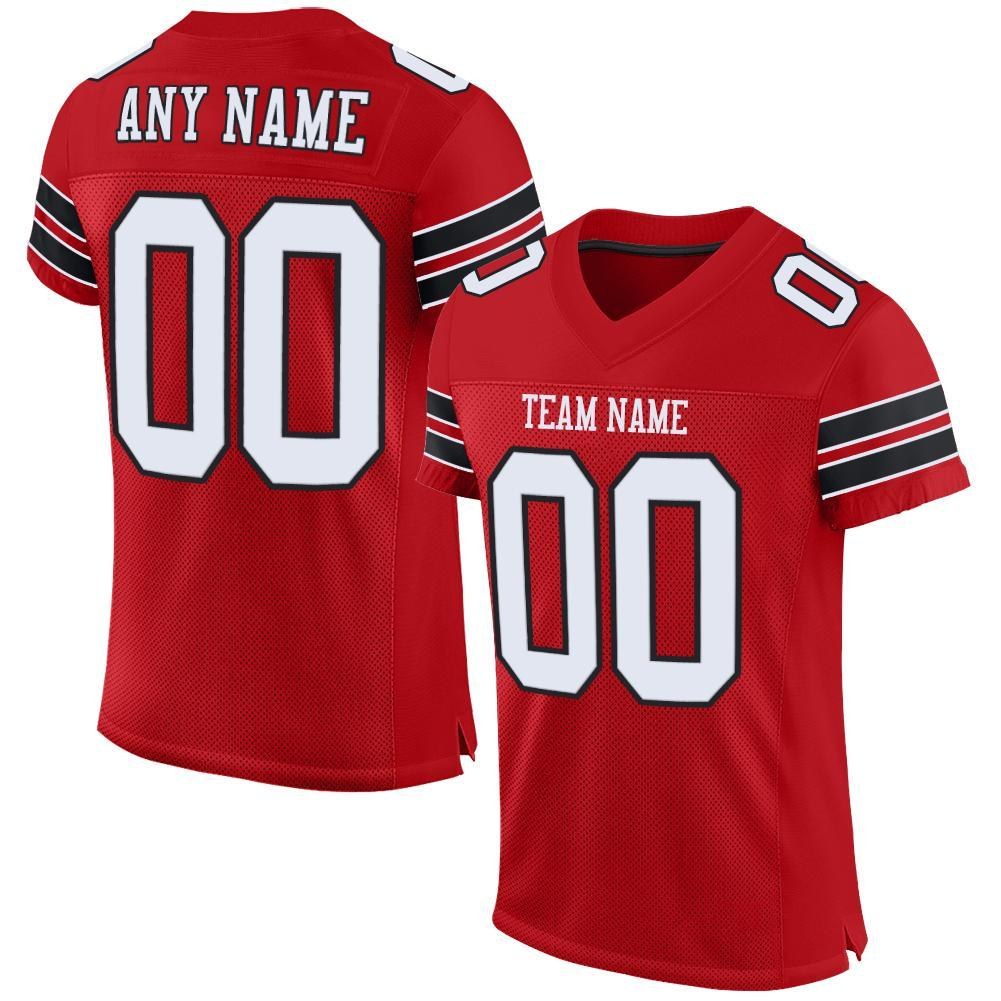Custom Red White-Black Mesh Authentic Football Jersey photo 1