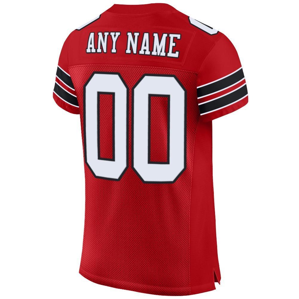 Custom Red White-Black Mesh Authentic Football Jersey photo 3