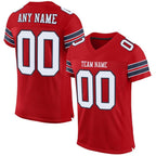 Custom Red White-Navy Mesh Authentic Football Jersey photo 1