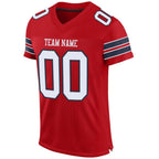 Custom Red White-Navy Mesh Authentic Football Jersey photo 2