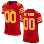 Custom Red Gold-White Mesh Authentic Football Jersey