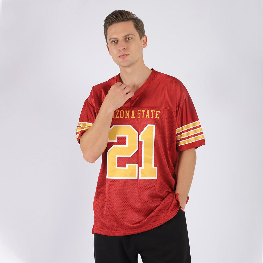 Custom Red Gold-White Mesh Authentic Football Jersey photo 2