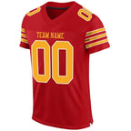 Custom Red Gold-White Mesh Authentic Football Jersey photo 3