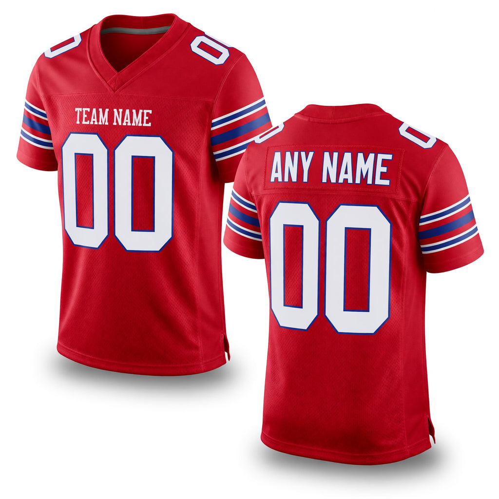 Custom Red White-Royal Mesh Authentic Football Jersey