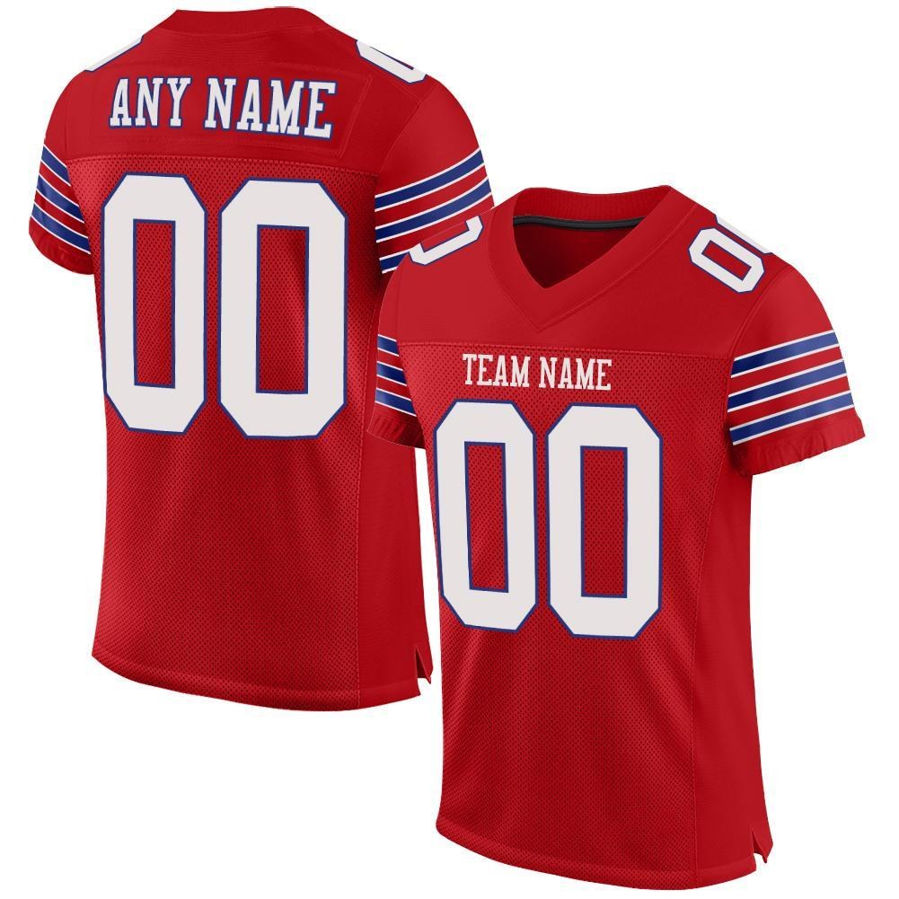 Custom Red White-Royal Mesh Authentic Football Jersey photo 1