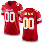 Custom Red White-Gold Mesh Authentic Football Jersey