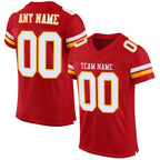 Custom Red White-Gold Mesh Authentic Football Jersey photo 1