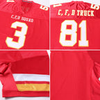 Custom Red White-Gold Mesh Authentic Football Jersey photo 5