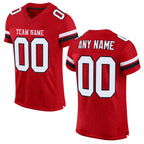 Custom Red White-Black Mesh Authentic Football Jersey