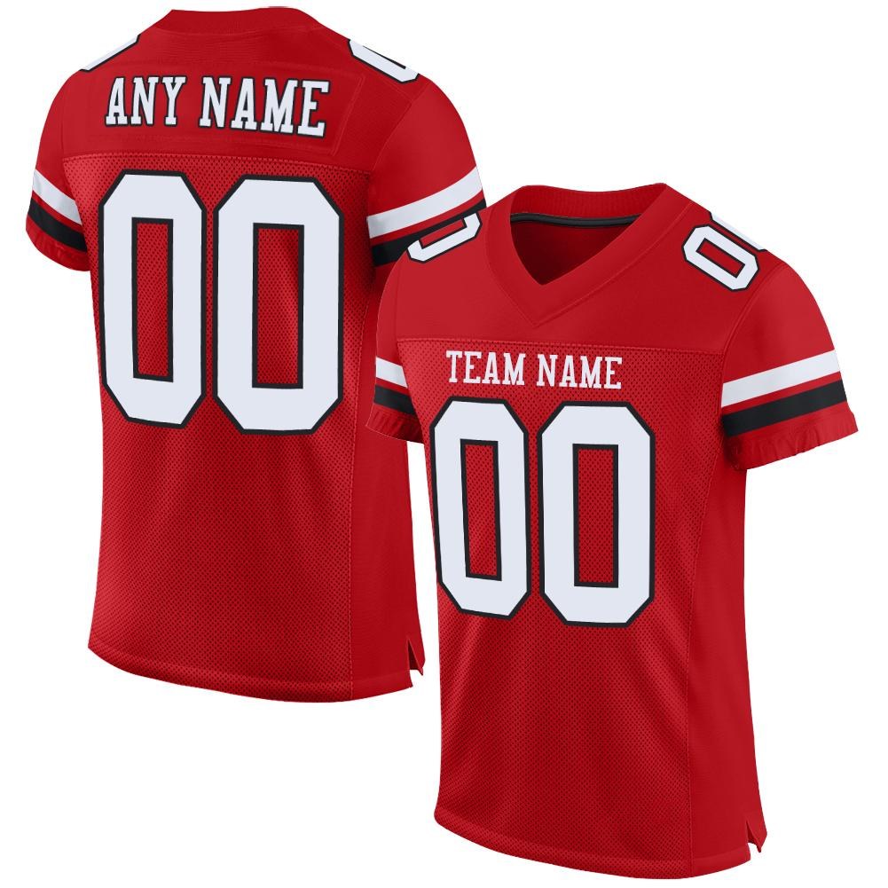 Custom Red White-Black Mesh Authentic Football Jersey photo 1