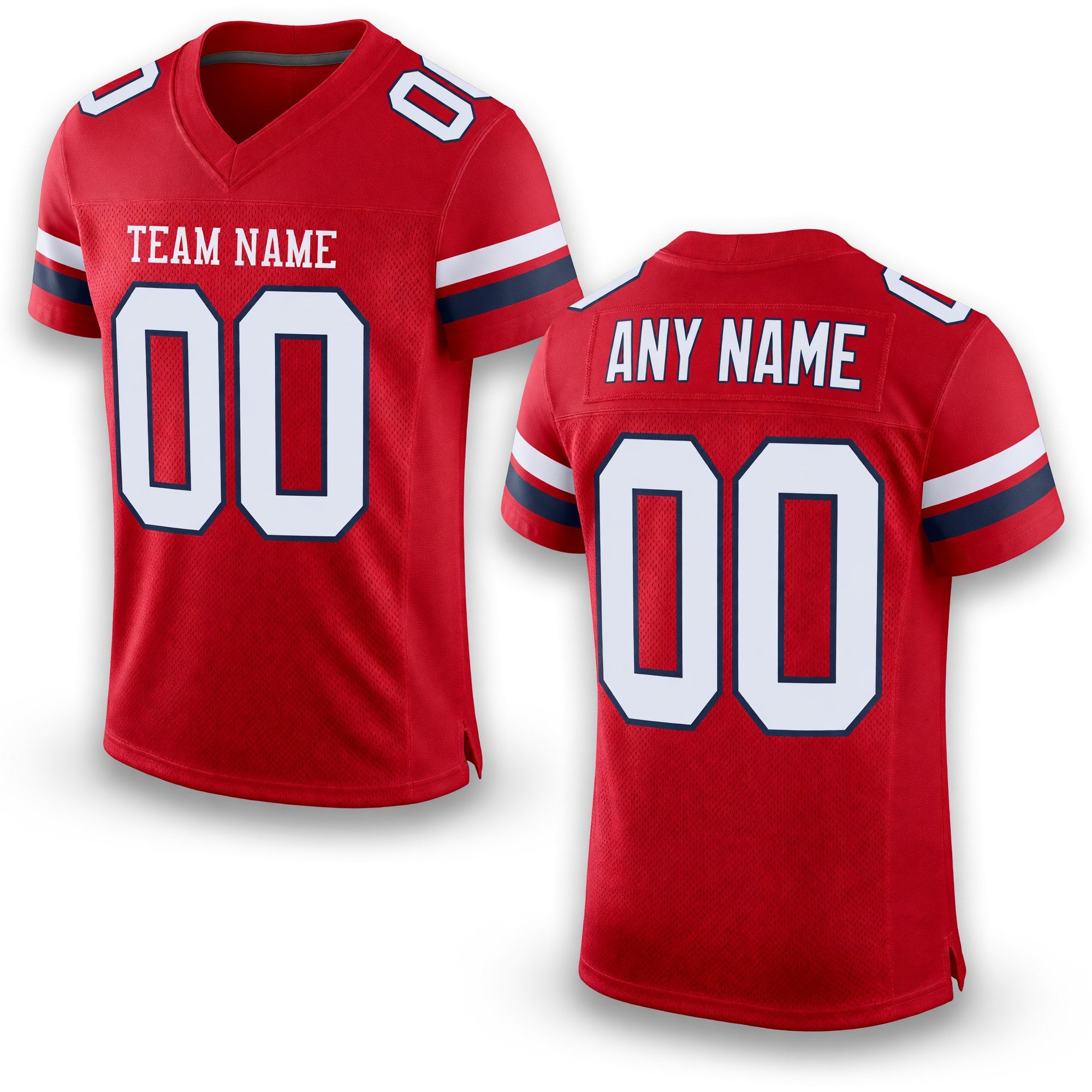 Custom Red White-Navy Mesh Authentic Football Jersey