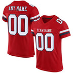 Custom Red White-Navy Mesh Authentic Football Jersey photo 1