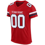 Custom Red White-Navy Mesh Authentic Football Jersey photo 2