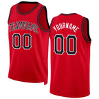 Custom Red Black-White Round Neck Rib-Knit Basketball Jersey