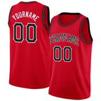 Custom Red Black-White Round Neck Rib-Knit Basketball Jersey photo 1