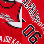 Custom Red Black-White Round Neck Rib-Knit Basketball Jersey photo 4