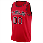 Custom Red Black-White Round Neck Rib-Knit Basketball Jersey photo 5