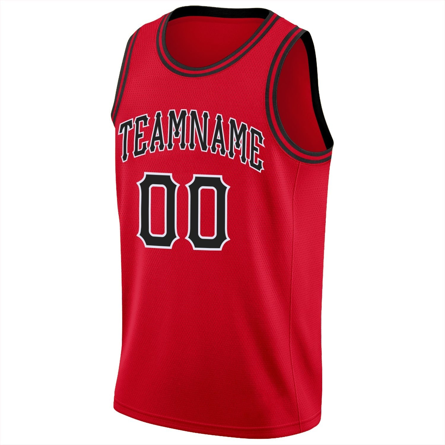 Custom Red Black-White Round Neck Rib-Knit Basketball Jersey photo 5