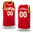 Custom Red White-Gold Round Neck Rib-Knit Basketball Jersey