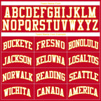 Custom Red White-Gold Round Neck Rib-Knit Basketball Jersey photo 3