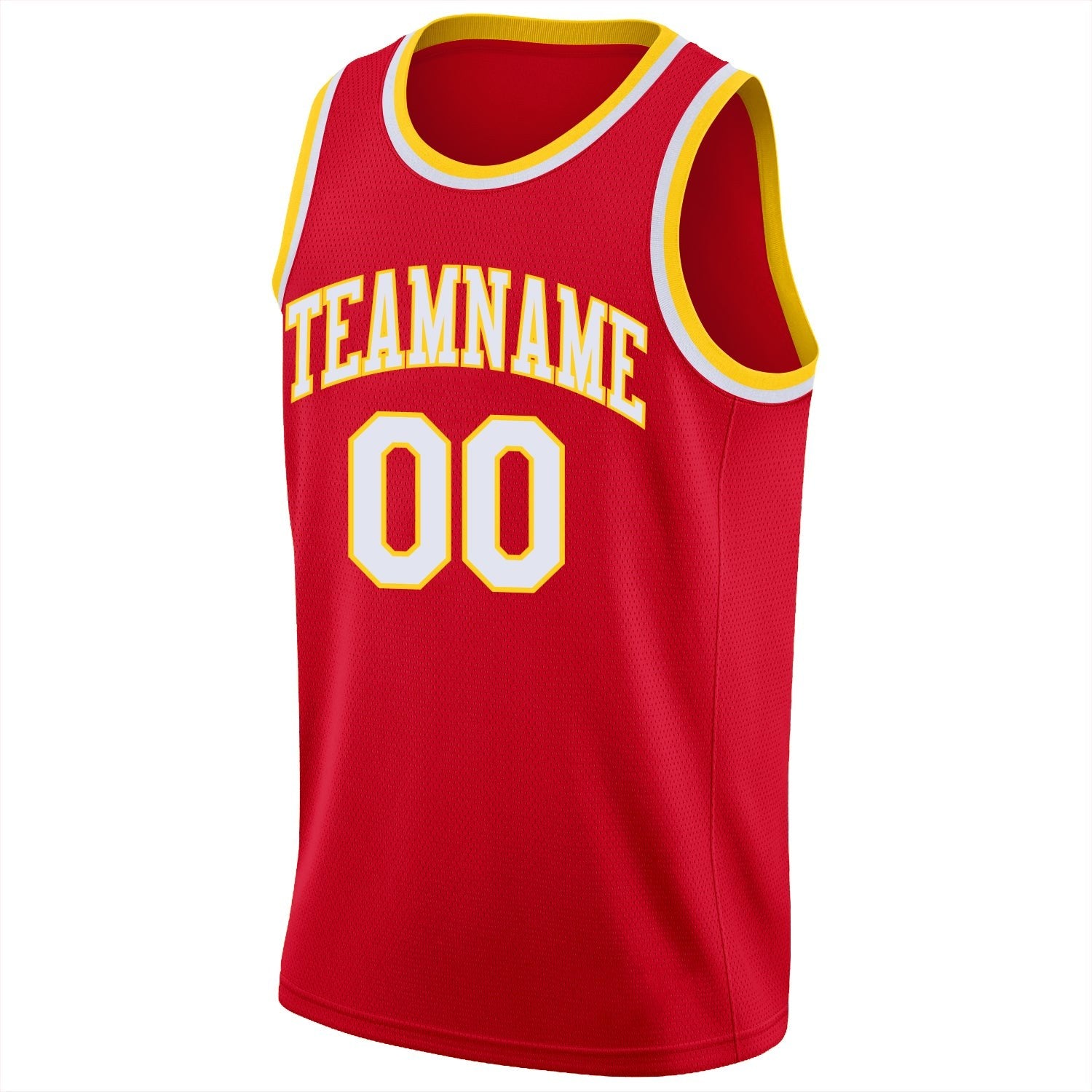Custom Red White-Gold Round Neck Rib-Knit Basketball Jersey photo 4