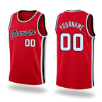Custom Red White-Black Round Neck Rib-Knit Basketball Jersey