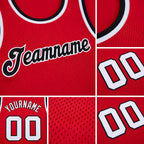 Custom Red White-Black Round Neck Rib-Knit Basketball Jersey detail