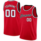 Custom Red White-Black Round Neck Rib-Knit Basketball Jersey photo 1