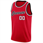 Custom Red White-Black Round Neck Rib-Knit Basketball Jersey photo 4