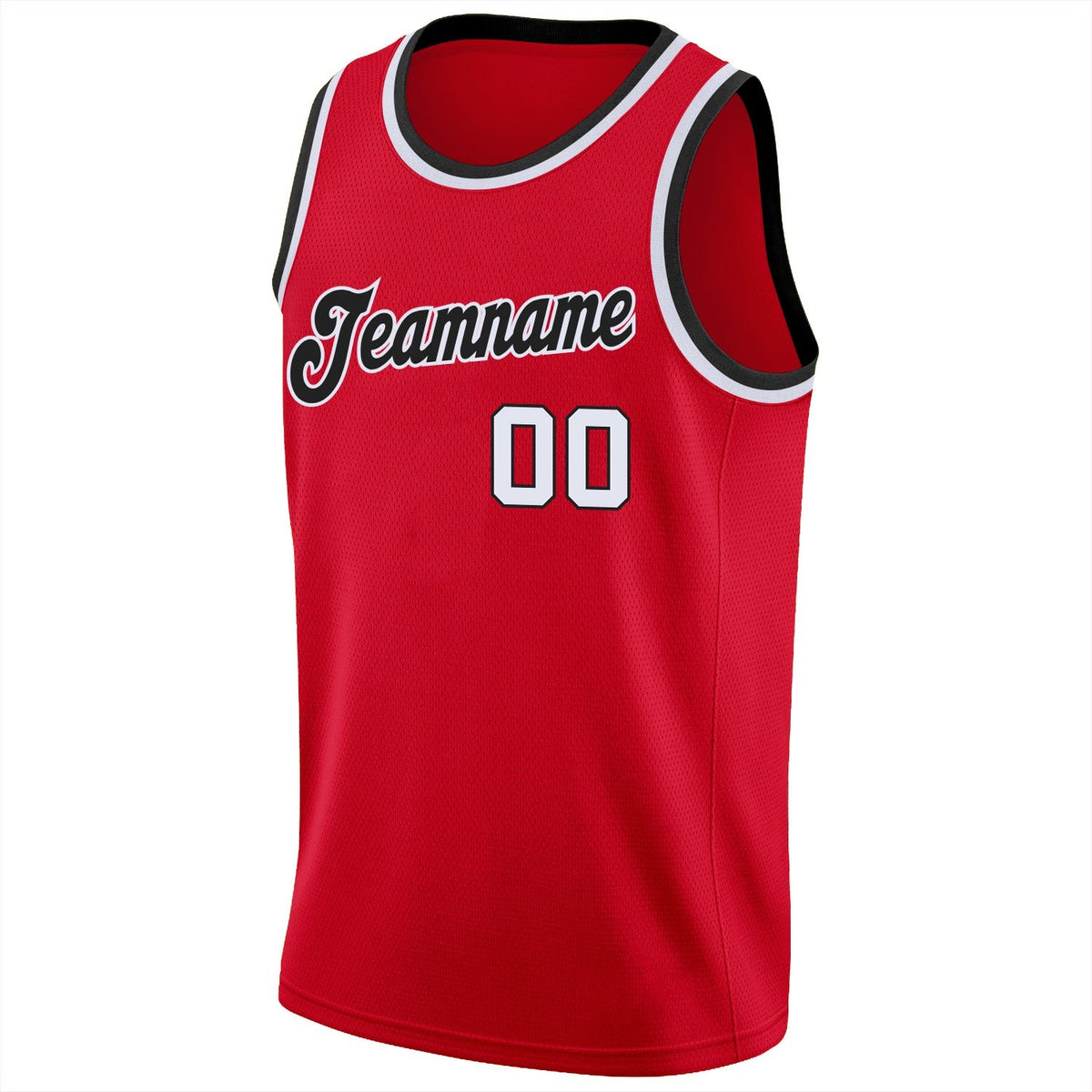 Custom Red White-Black Round Neck Rib-Knit Basketball Jersey photo 4