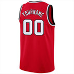 Custom Red White-Black Round Neck Rib-Knit Basketball Jersey photo 5