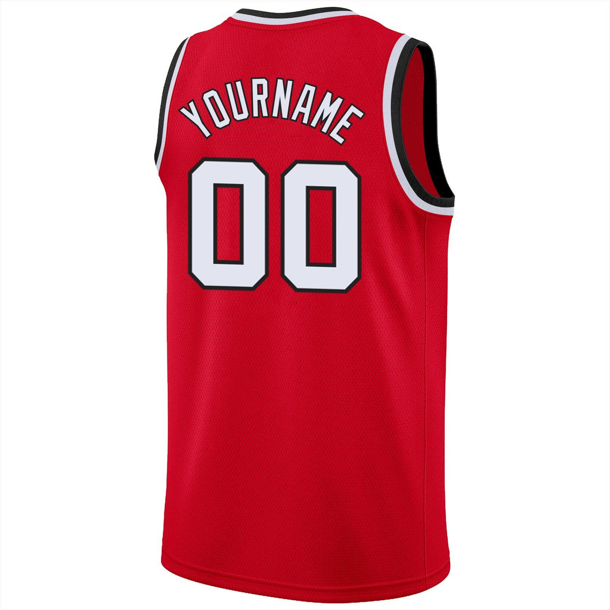 Custom Red White-Black Round Neck Rib-Knit Basketball Jersey photo 5