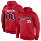 Custom Stitched Red Black-White Sports Pullover Sweatshirt Hoodie photo 1
