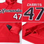 Custom Stitched Red Black-White Sports Pullover Sweatshirt Hoodie photo 7