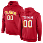 Custom Stitched Red White-Gold Sports Pullover Sweatshirt Hoodie