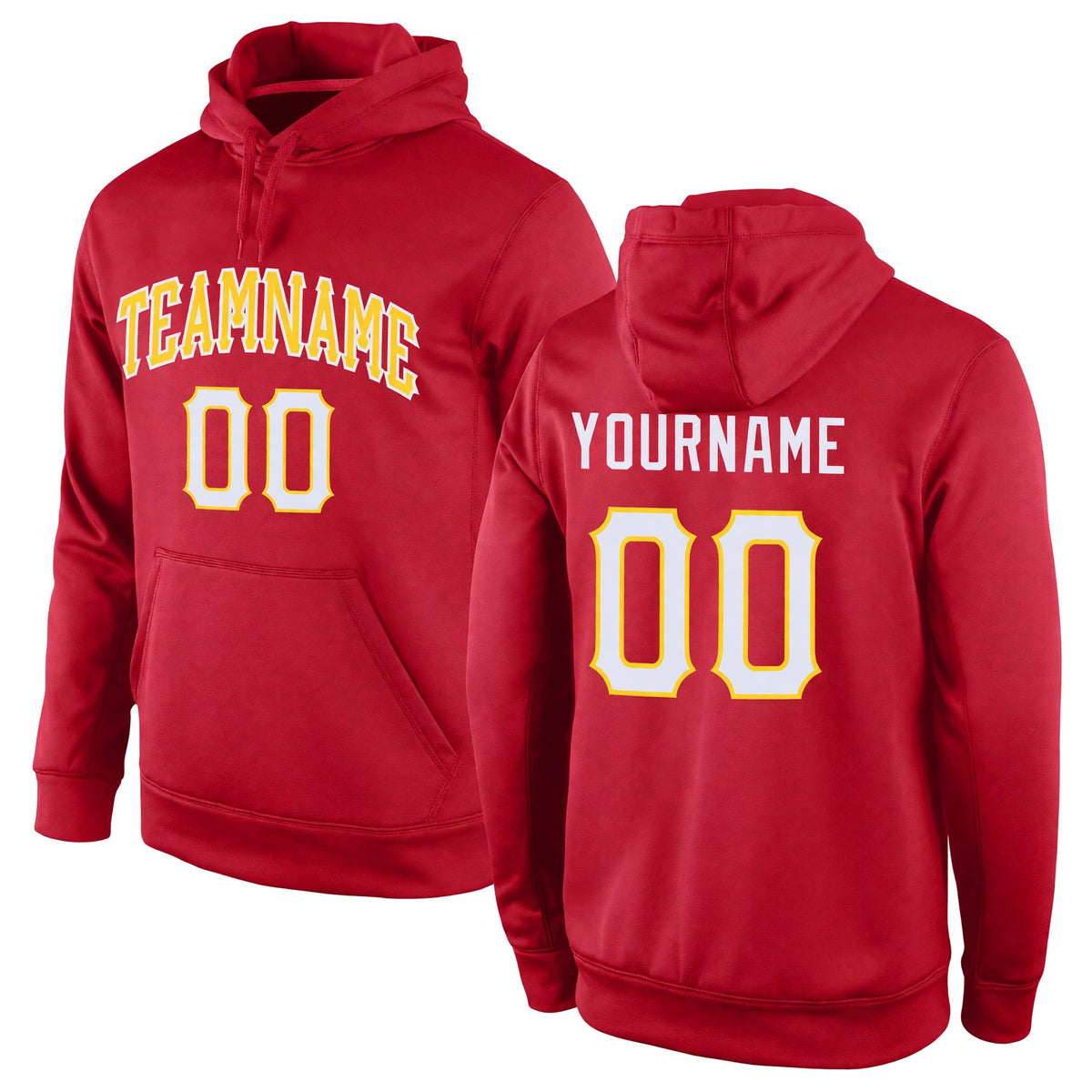 Custom Stitched Red White-Gold Sports Pullover Sweatshirt Hoodie