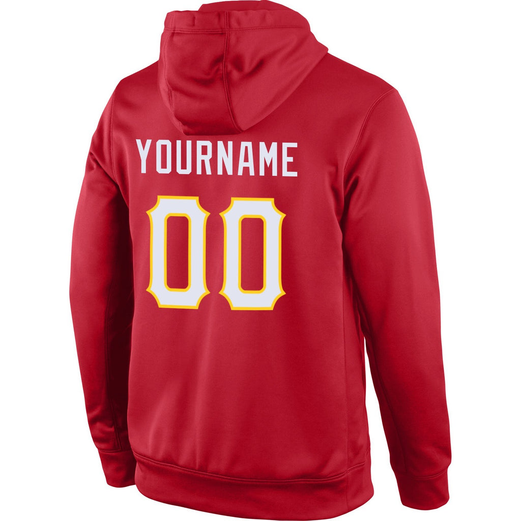 Custom Stitched Red White-Gold Sports Pullover Sweatshirt Hoodie photo 3