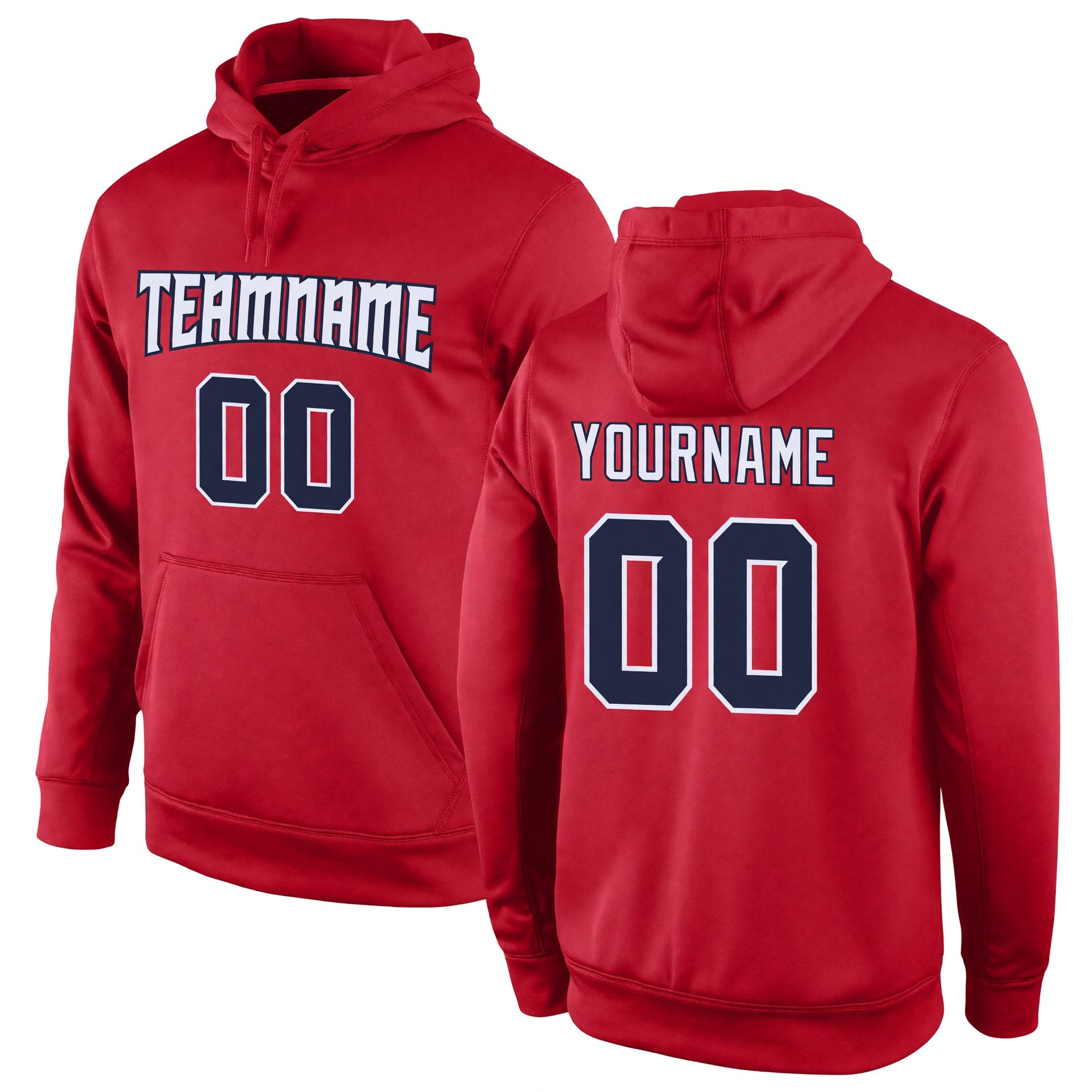 Custom Stitched Red Navy-White Sports Pullover Sweatshirt Hoodie