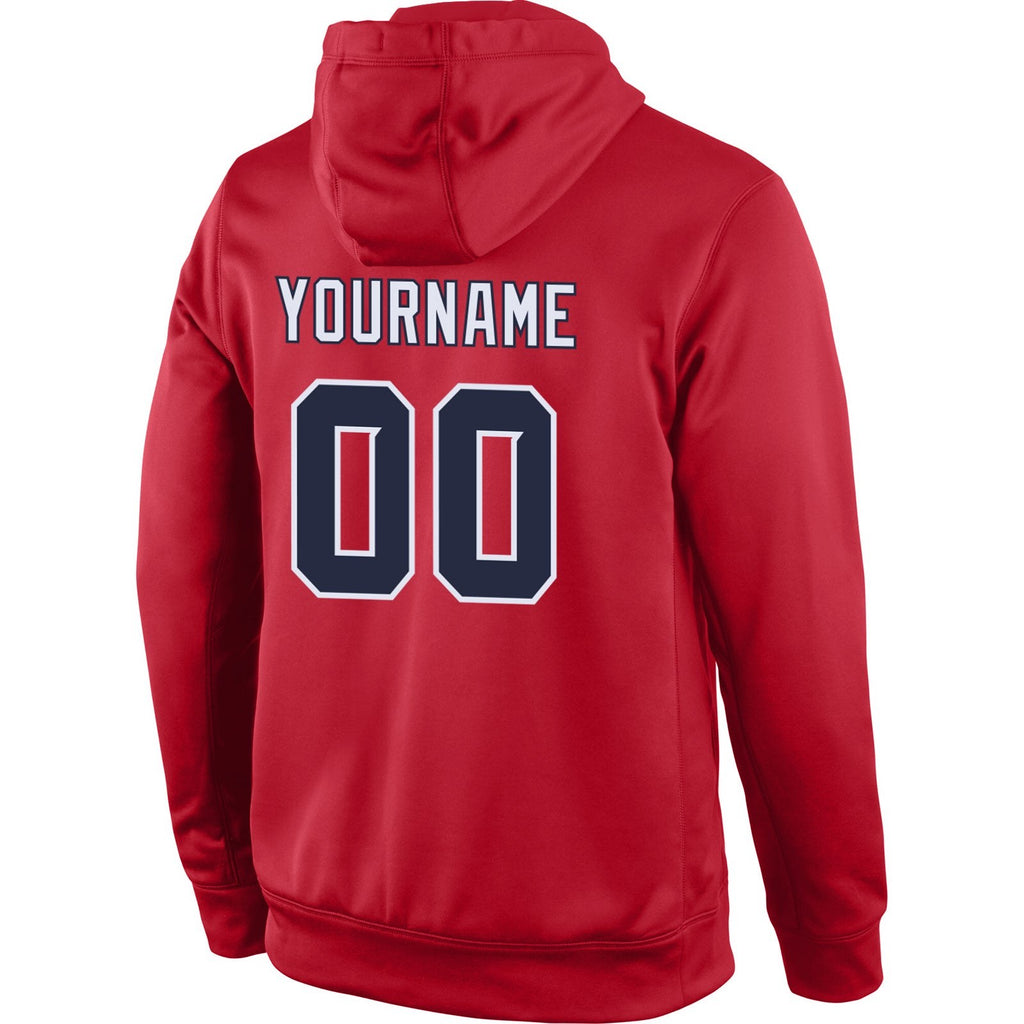Custom Stitched Red Navy-White Sports Pullover Sweatshirt Hoodie photo 3
