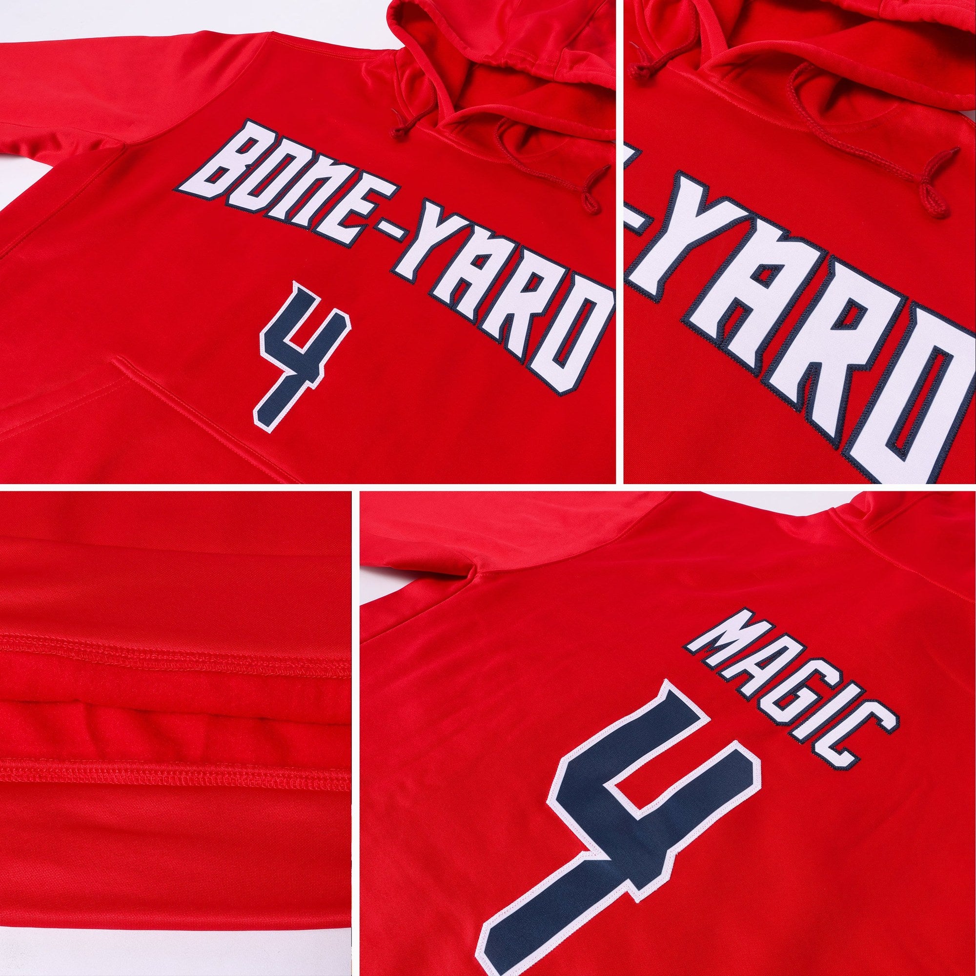Custom Stitched Red Navy-White Sports Pullover Sweatshirt Hoodie photo 6