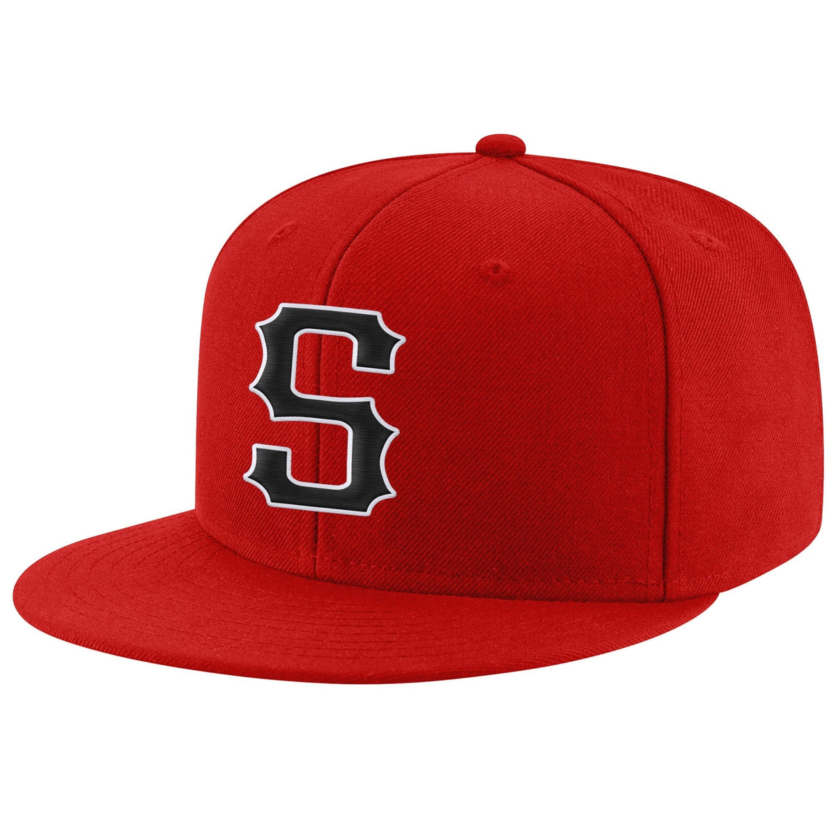 Custom Red Black-White Stitched Adjustable Snapback Hat photo 1