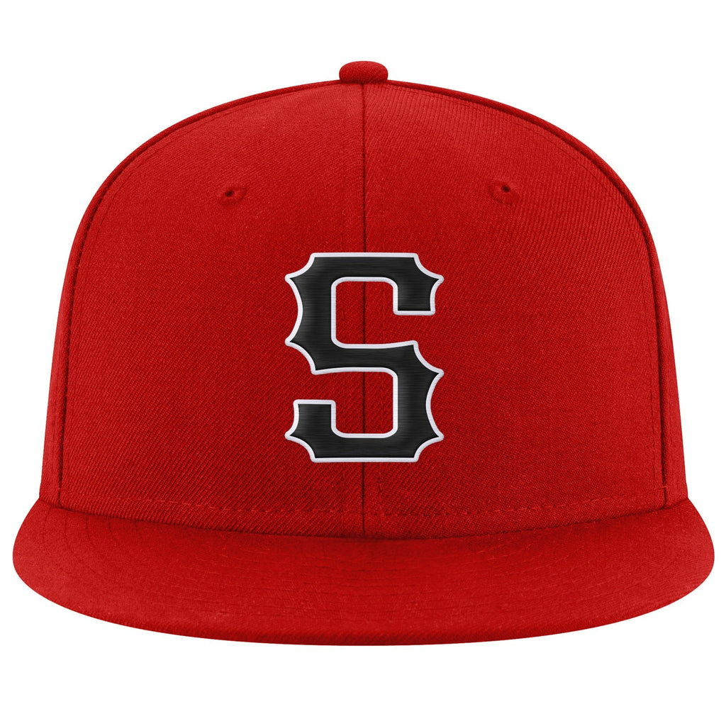 Custom Red Black-White Stitched Adjustable Snapback Hat photo 2