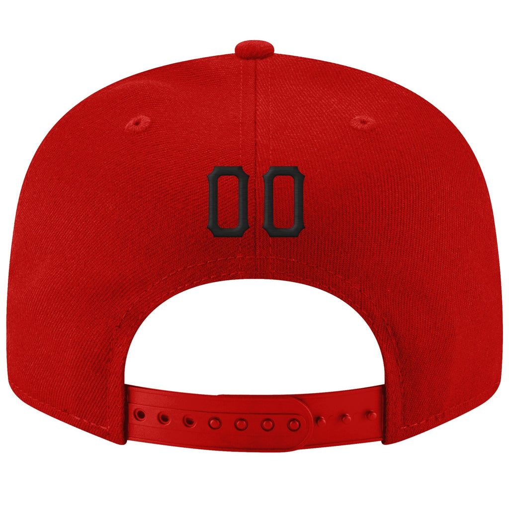 Custom Red Black-White Stitched Adjustable Snapback Hat photo 3